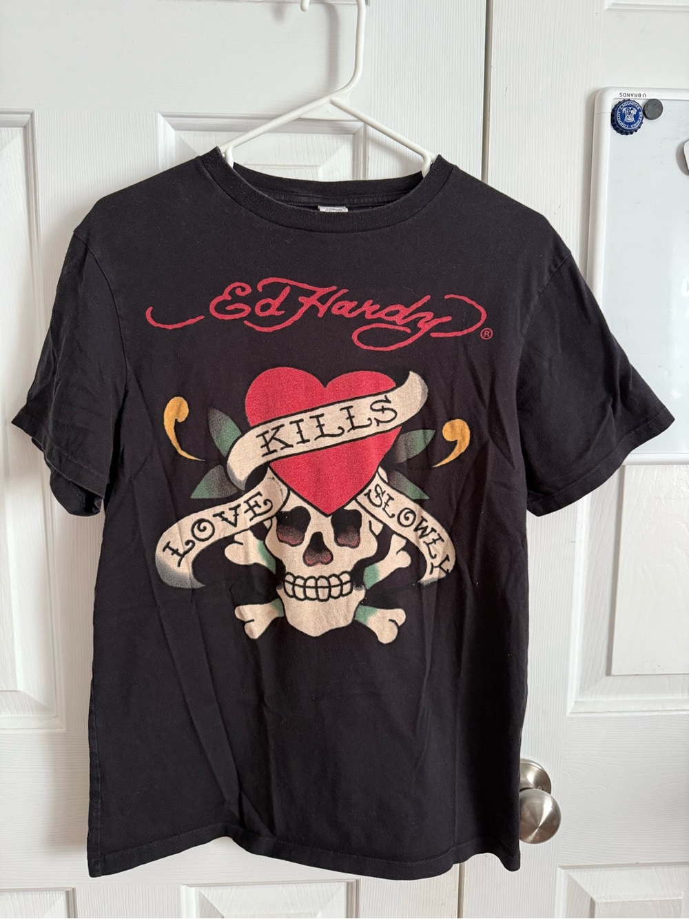 Ed Hardy Black Kids Tee with Red Heart & Skull Graphic